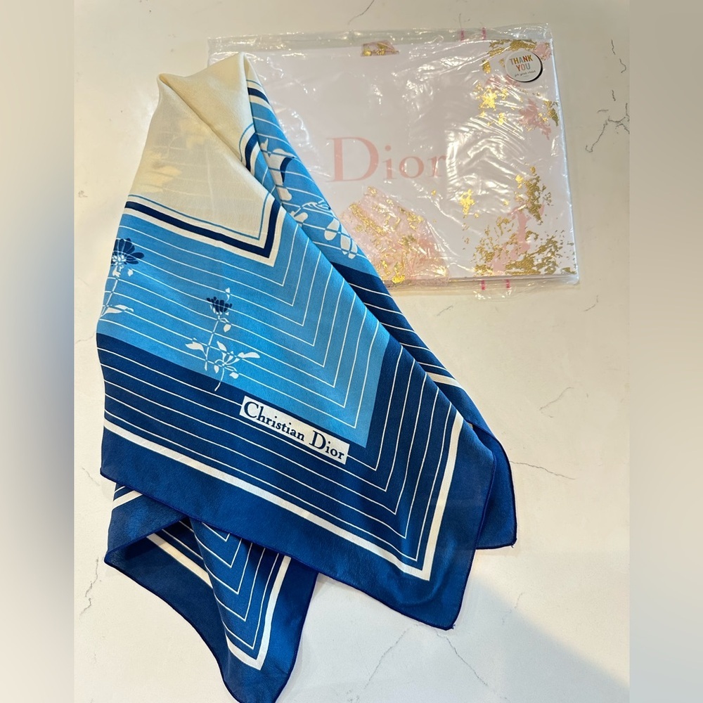 Dior Blue and White Scarf